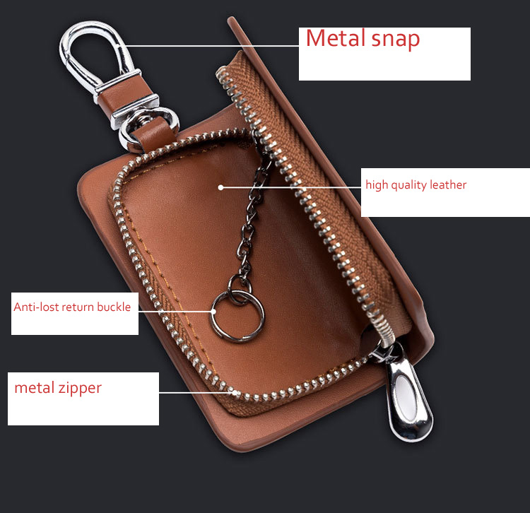 Evrensel Orijinal Cowhide Keybag Erkekler ve Kadınlar Değiştirilmiş Fermuarı Evrensel Uzaktan Kumanda Akıllı Koruyucu Araba Anahtarları Kapak Kılıf Çantası