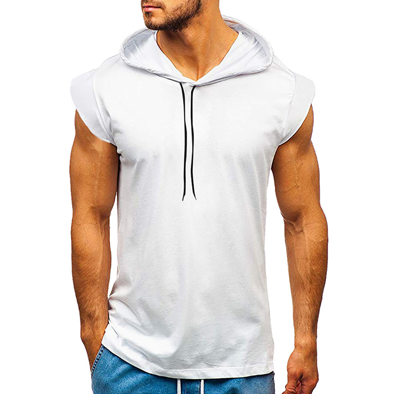 Erkek Hoodies Sweatshirts Erkek Kapşonlu Tank Top Yaz Kolsuz Tops Drawstring Erkekler Giyim Giyim Sıradan Siyah Beyaz Yelekler İnce Fit 220912