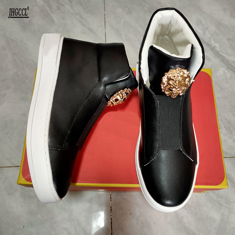 Nuovi uomini casual designer di lusso nero scarpe da uomo mocassini maschili high-top scarpe di marca di lusso sneakers giovani stivali da cowboy A2