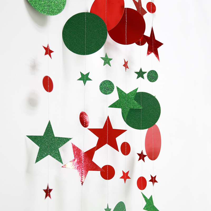 Juldekorationer 4Meter Glitter Star Round Paper Garland Banner Bunting Birthday Party Tree Ornament 220912