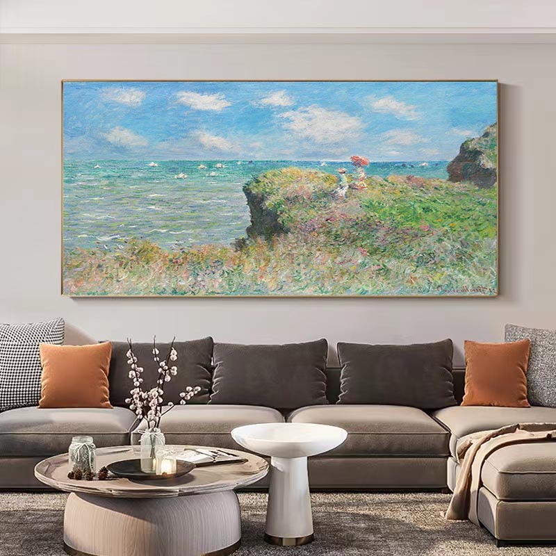 Impressionist Seascape Canvas Oil M￥lning 100% Handm￥lad ber￶md konstn￤r Monet Reproduktion Arts Home Wall Decor Bilder f￶r vardagsrum A 671