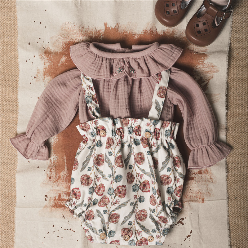 Macac￣o enkleibb baby primavera de macac￣o short marca loverly bloomers design de moda kids fundos padr￣o floral roupas de crian￧a 220909