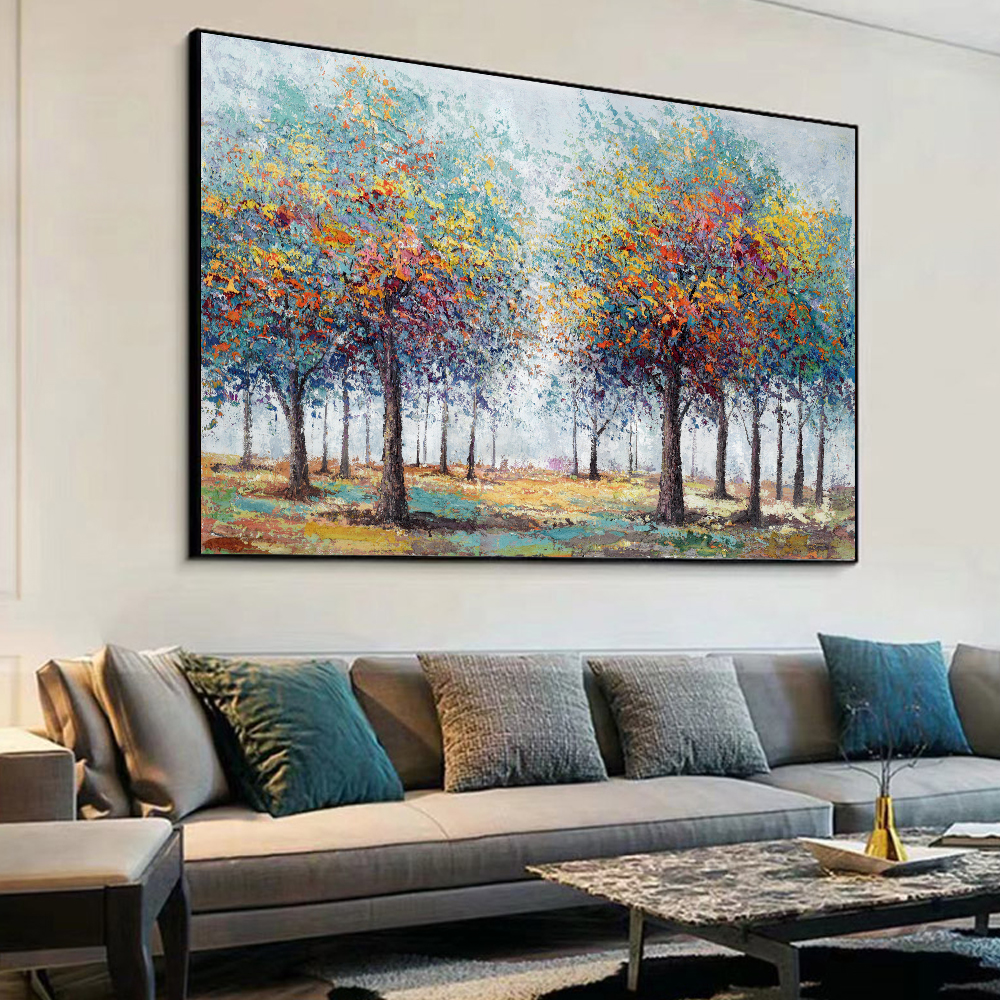 Pintura abstrata 3d árvore colorida hd estampas e pôsteres na tela moderna paisagem parede de parede de parede de imagens para a decoração da casa de sala