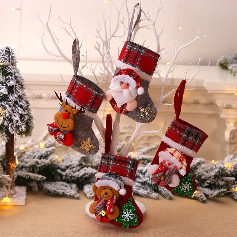 Dekoracje świąteczne Rok pończochy Worek świąteczny Candy Bag Noel do domu Navidad Sock Tree Decor L220912