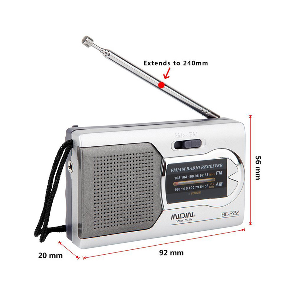 Poche Portable Mini AM FM Radio en direct haut-parleur monde récepteur antenne télescopique double bande AM/FM Radio BC-R22