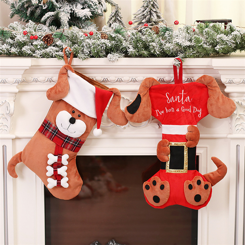Juldekorationer Navidad 2023 Strumpor Partihandel Pet Dog Stocking Noel Bag For Home 220912