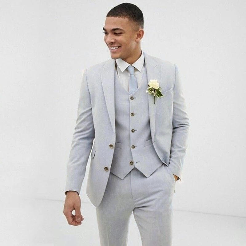 Men's Suits Blazers Light Blue Wedding Men Suits Slim Fit Groom Wear Tuxedos Coat Dinner Suit JacketPantsVest 220909