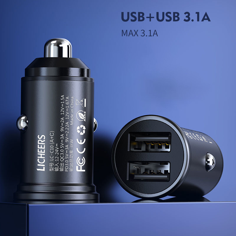 Car Charger Dual Usb Car Portable Fast Charging Multifunction Cigarette Lighter Converter Plug Power Adapter