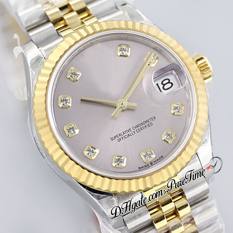 EWF 31 mm 278273 ETA A2688 Automatik-Damenuhr, zweifarbig, Gelbgold, Silber, Diamant-Zifferblatt, JubileeSteel-Armband, Super Edition für Damen, Karte derselben Serie, Puretime B2