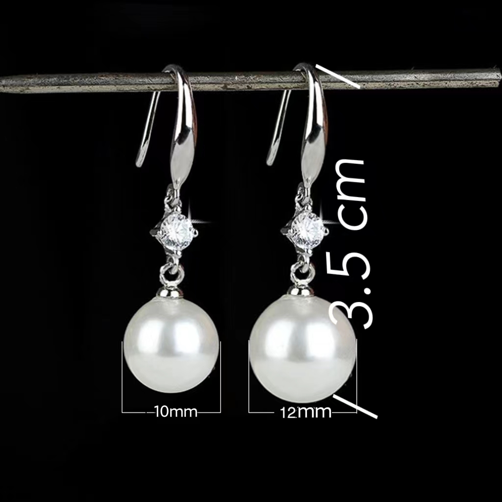 Orecchini a dangle di perle rotondi naturali s925 gancio d'argento scelta di due dimensioni di perle regalo la moda di gioielleria ha personalità