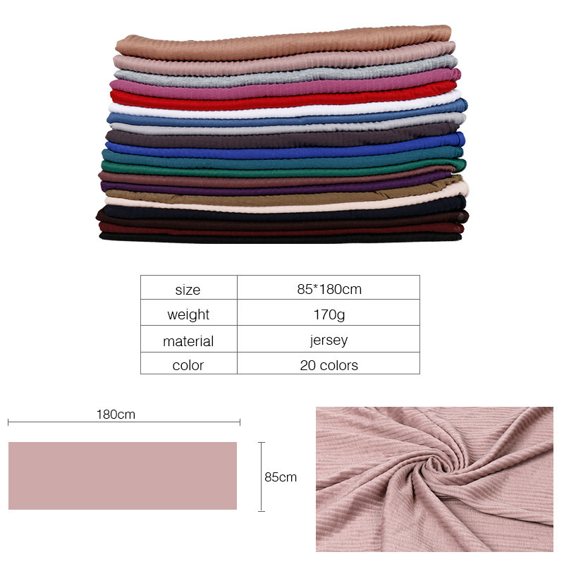 Foulards Vente Jersey Hijab Écharpe Côtelée Coton Plaine Élasticité Châles Femmes Musulman Wrap Bandeau 180x85cm Détail 220913