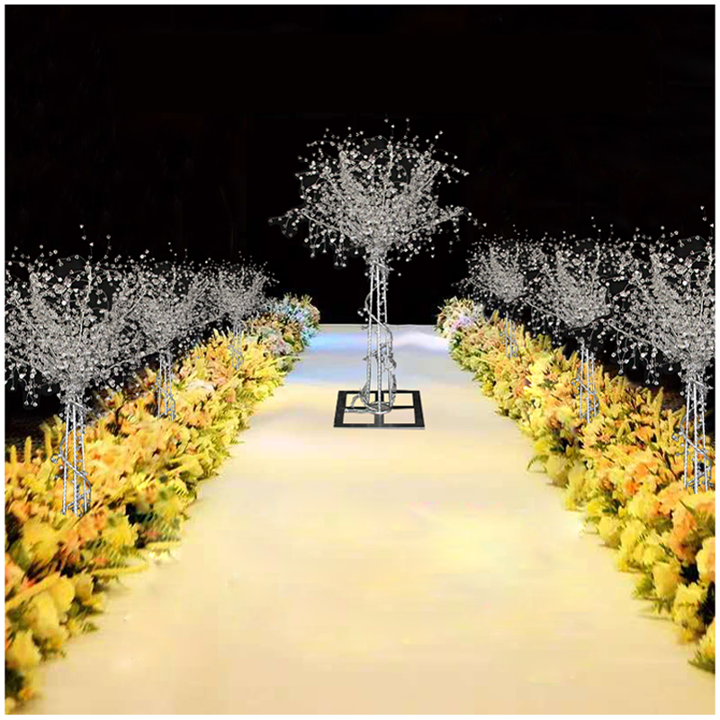 Romantic Luxury Wedding Decoration Table Centerpieces Flower Arch Crystal Tree Light Stage Anniversary Party Welcome Walkway Road Lead Backdrops Props