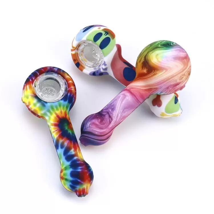 water glass smoking pipes silicone hand accessories Bong Spoon Pipe Food-grade silica gel colourful glasses tobacco pipes