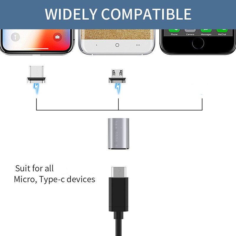 Adaptador de carregamento USB OTG e transmissão de dados tipo C ou Android fêmea para micro magnético tipo-c