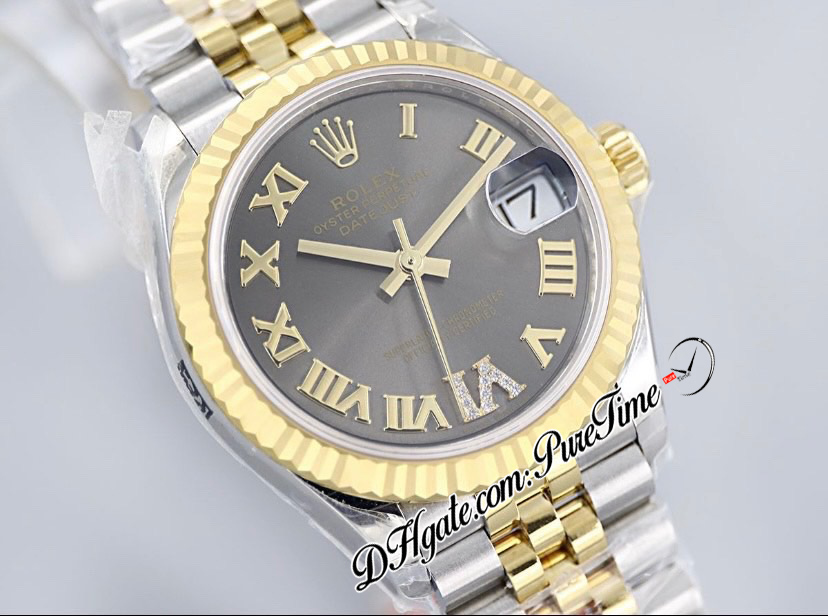 EWF 31mm 278273 ETA A2688 Automatic Ladies Watch Two Tone Yellow Gold Gray VI Roman Dial JubileeSteel Bracelet Super Edition Womens Same Series Card Puretime K11