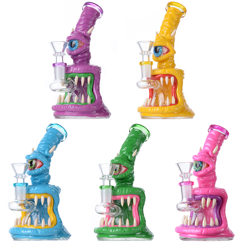 Einzigartige Glasbongs im Halloween-Stil, berauschende Wasserpfeifen, Duschkopf, Perc-Perkolator, Octopus-Bongs, Öl-Dab-Rigs, 14-mm-Wasserpfeifen mit weiblichem Gelenk und Schüssel