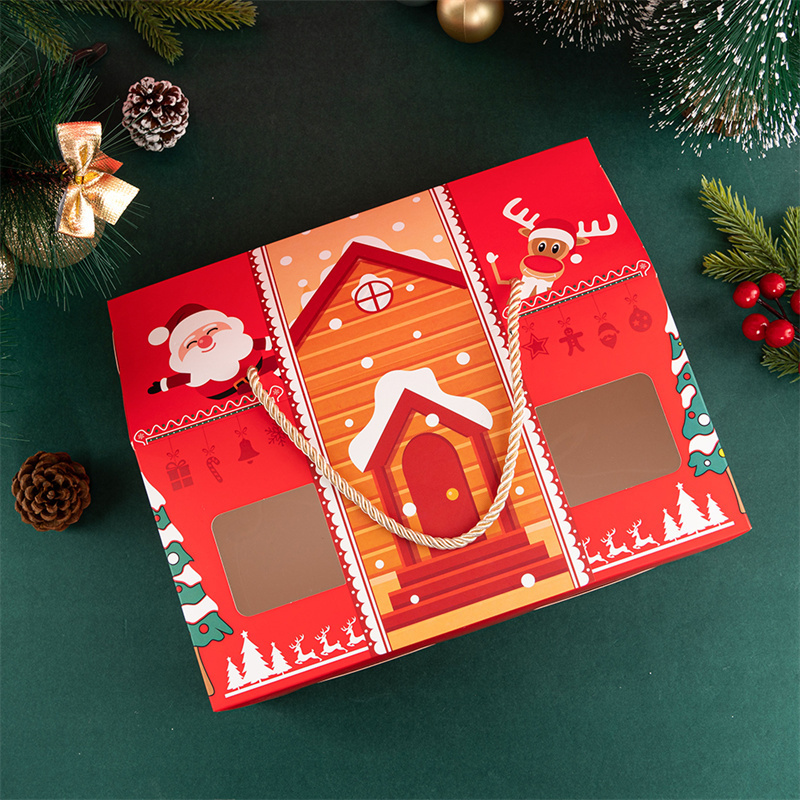 Geschenkwikkeling Stobag Red Marry Christmas Gift Packaging Kraft Box met handvat Santa Claus Cake Kids Holiday Happy Year Feest FAVORS 220913
