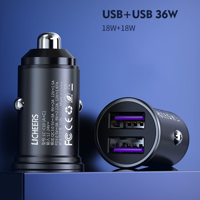 Chargeur de voiture double USB voiture Portable charge rapide multifonction allume-cigare convertisseur prise adaptateur secteur