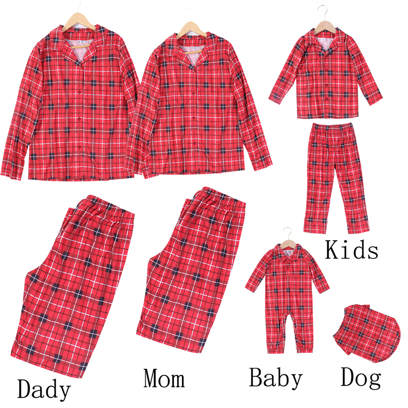 Passende Familien-Outfits, Weihnachten, passende Pyjamas für die Familie, karierte Baumwolle, Mutter, Vater, Baby, Kinder und Hund, passende Familienkleidung 220913
