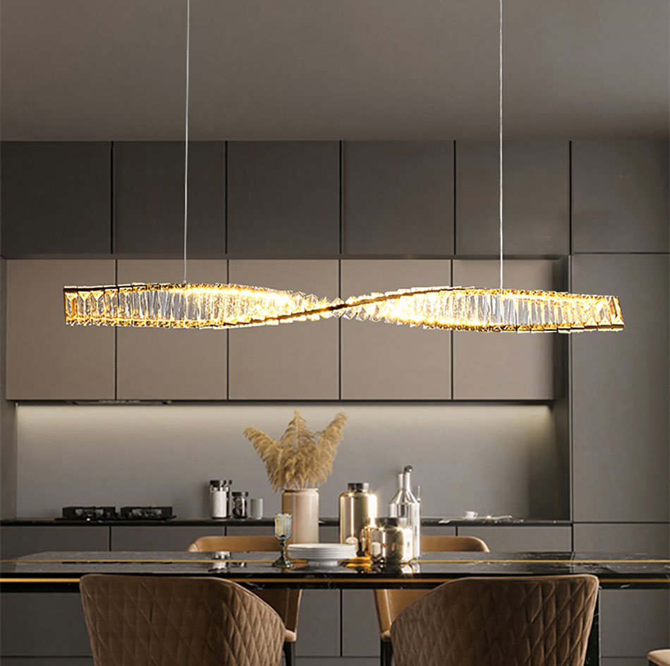 Modern Led Chandeliers Living Room Rectangular Hanging Lamp New Creative Design Indoor Lighting Kitchen Luxury Crystal Lustre