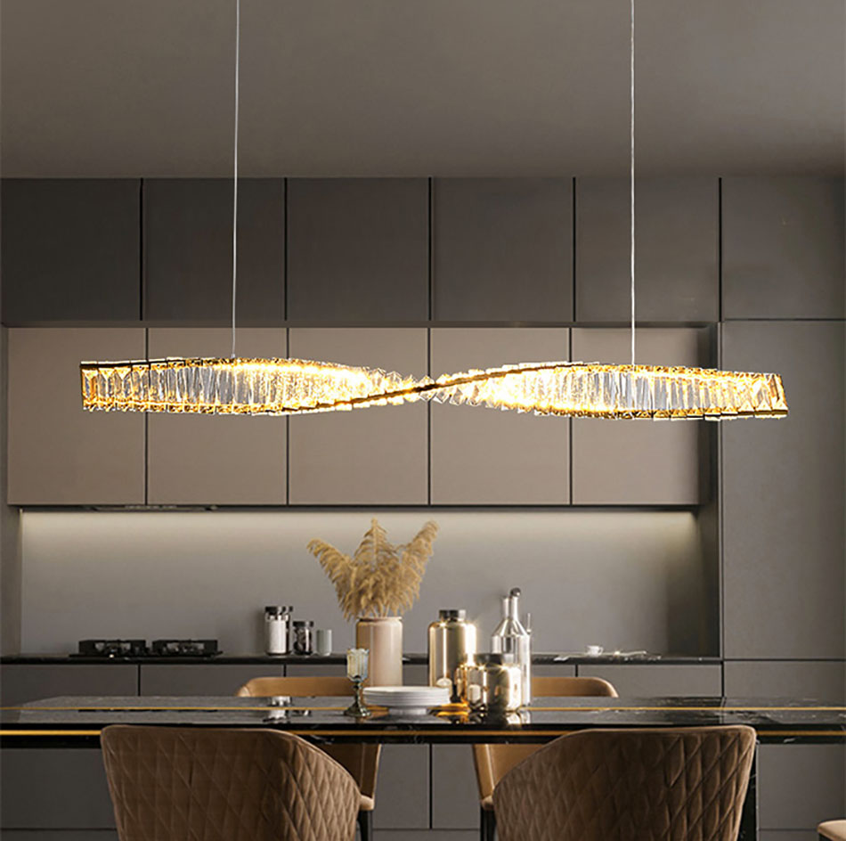 Lampadari a Led moderni Soggiorno Lampada a sospensione rettangolare Nuovo design creativo Illuminazione interni Cucina Lustro di cristallo di lusso