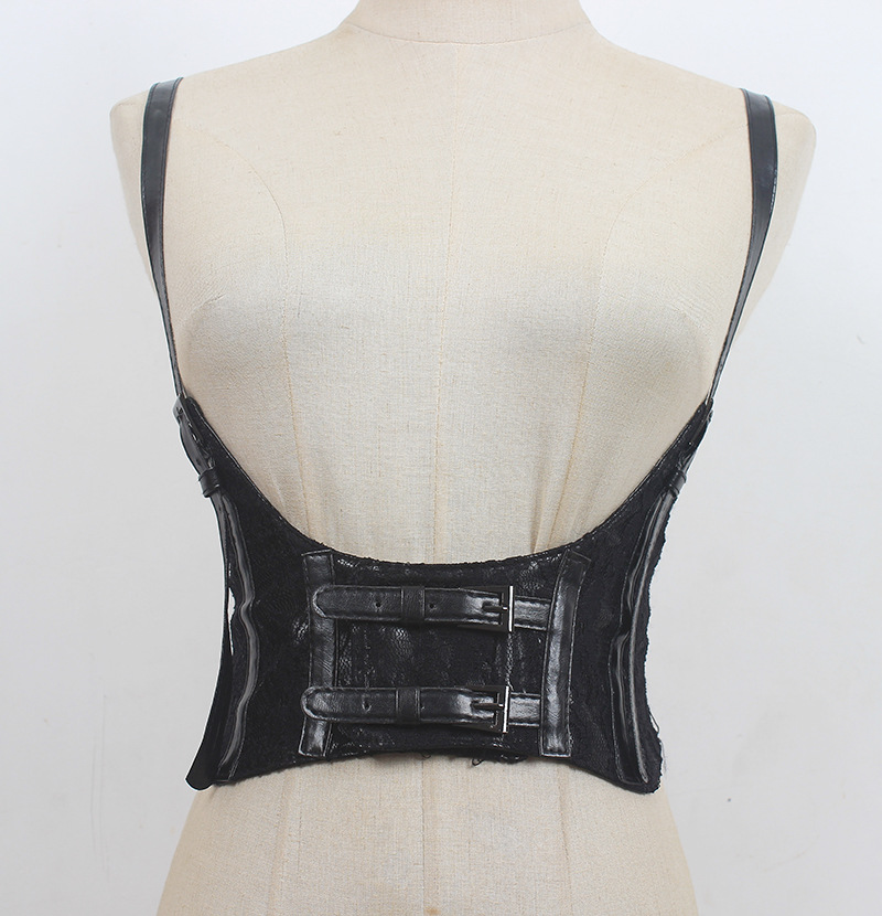 Usura esterna Cinghie nere Corsetto Cintura elegante Bretelle punk decorative con gonna Gilet da donna Cintura con cinturino elastico