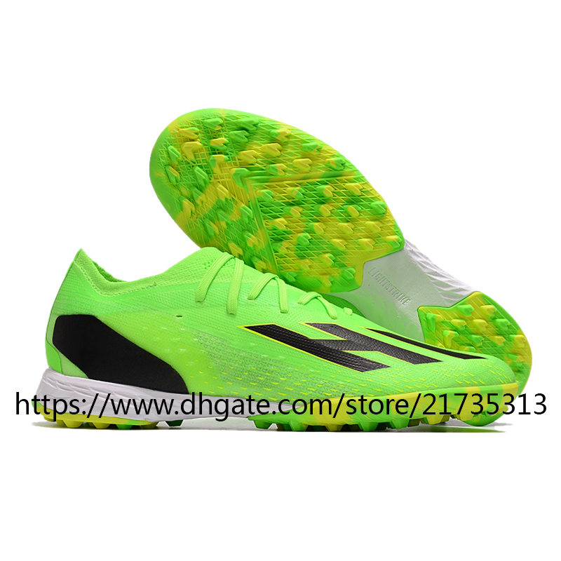 Presentväska Mens Soccer Football Boots Shoes Soccer Cleats Green Pink Orange Black Mens Läder Bekväm fotled inomhus Turf X Speedportal.1 TF Botas de Futbol US6.5-11.5