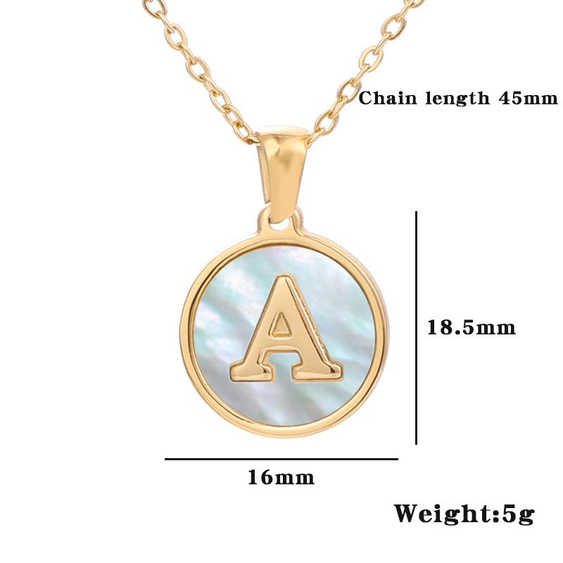 Lettre initiale collier A-Z coquille blanche ronde Alphabet pendentifs lettres en acier inoxydable hommes femmes pendentif breloque bijoux cadeau