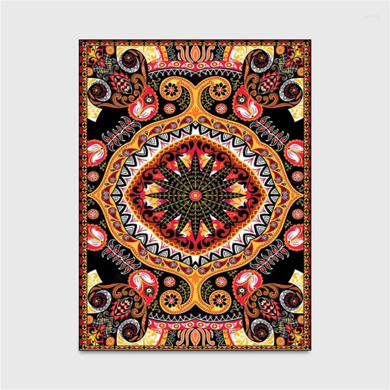 Tapis de style ethnique turc Vintage Tapis pour salon coloré Boho Tapis Tapis de sol Chambre à coucher Ménage Beautiful258Q