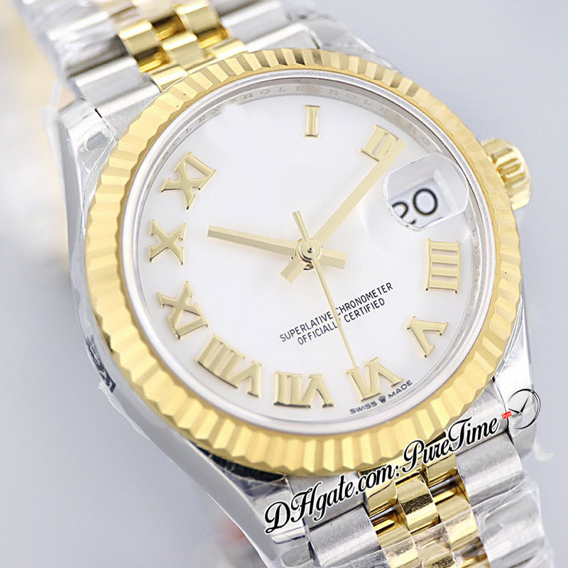 EWF 31 mm 278273 ETA A2688 Automatik-Damenuhr, zweifarbig, Gelbgold, weißes römisches Zifferblatt, JubileeSteel-Armband, Super Edition für Damen, Karte derselben Serie, Puretime H8