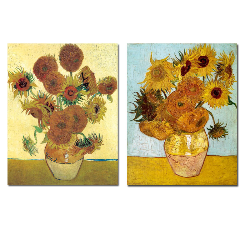YWDECOR Vincent Van Gogh Goldene Sonnenblume Posterdruck Blumenvase Ölgemälde Leinwandkunst Modernes Wandbild für Wohnzimmer