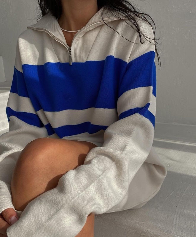 Women's Sweaters Striped Pullover Sweater French Style Female Jumper Oversize Lazy Oaf Turndown Collar Knitted Plus Size Autumn Spring 220913