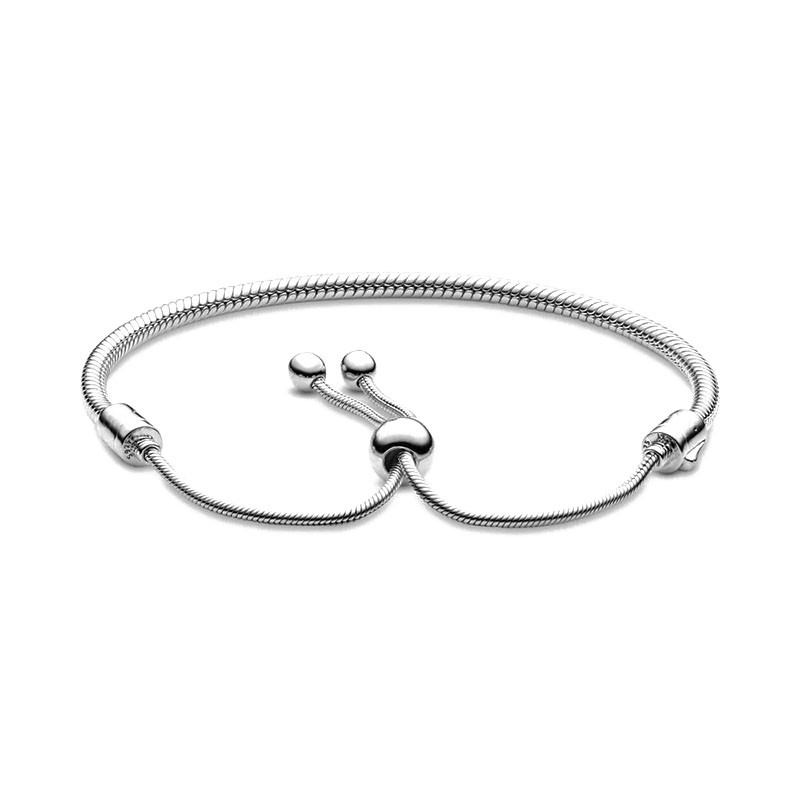 أصيلة 925 Silver Snake Stain Slider Bracelet مصمم زفاف للنساء المجوهرات لباندورا صفر