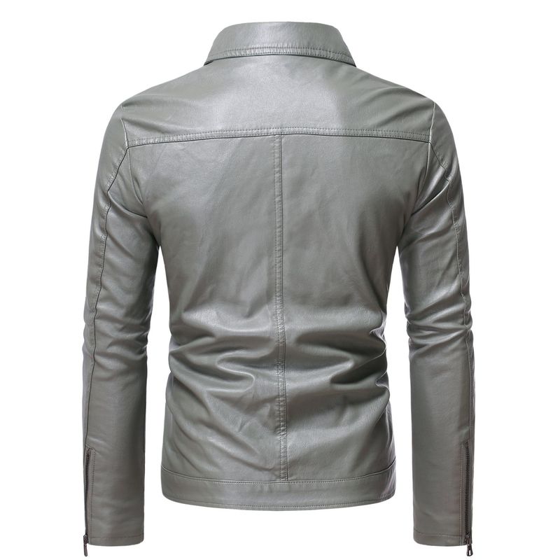 Erkekler deri sahte nedensel vintage ceket kıyafeti tasarımı motorlu bisikletçinin zip cep pu iş basit giyim 220913