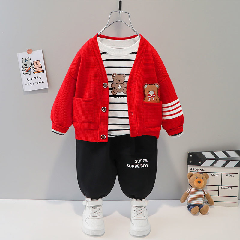 Kläderuppsättningar LZH Baby Girl Clothes Set Spring Autumn Casual Baby Boy Clothing Print Kids Longsleeve Shirt Cardigan Trousers 3deldräkt 220913