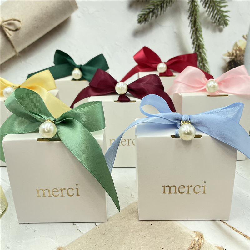 Gift Wrap Merci White Mystery Gift Box Packaging Year Decorations Wedding Gifts For Guests Candy Box Baby Shower Party Small Boxes 220913