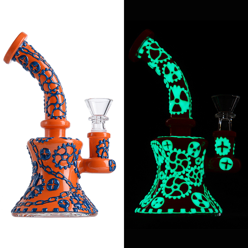 Einzigartige Becherbongs im Halloween-Stil, Wasserpfeifen, berauschende Glaswasserpfeifen, Octopus Dab Rigs, 14-mm-Verbindung mit Schüsselaugenzähnen, 3D, 6-Zoll-Rauchpfeife TX834