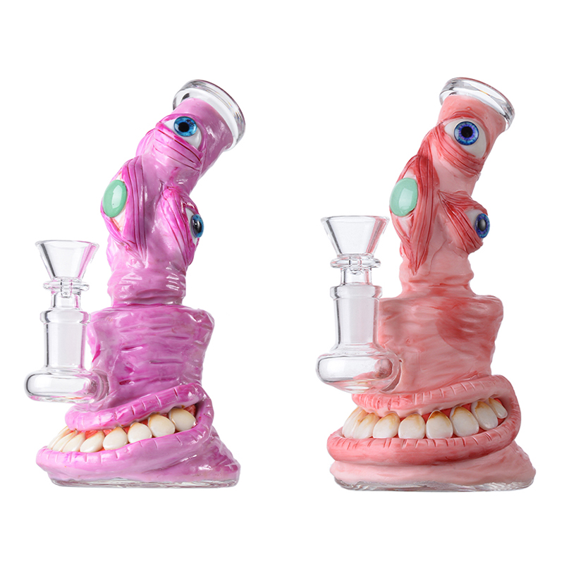 Bongs en verre uniques style Halloween narguilés capiteux pomme de douche Perc percolateur poulpe Bongs huile Dab Rigs 14mm conduites d'eau à joint femelle avec bol