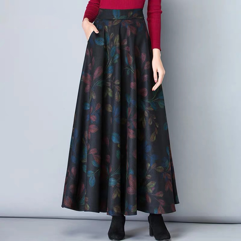 Skirts Winter Wool Plus Size 4XL Maxi Women Vintage ALine High Waist Woolen Ladies Office Fashion Long Saia Streetwear 220913