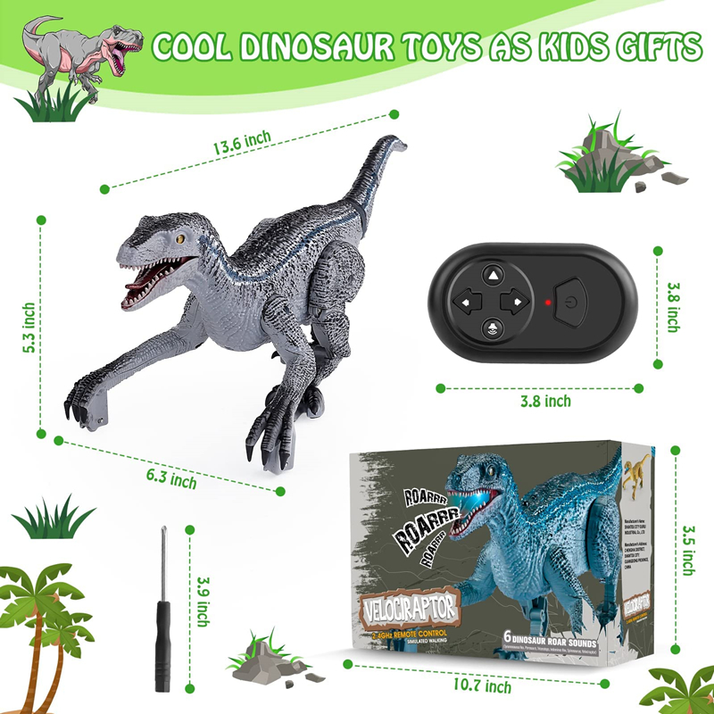 Electricrc Animals Rc Dinosaurios de Juguete Blue Velociraptor Pilot Control Dinosaur Toys for Boys Jurajs World Raptor DinonaZaur Prezenty dla dzieci 220913