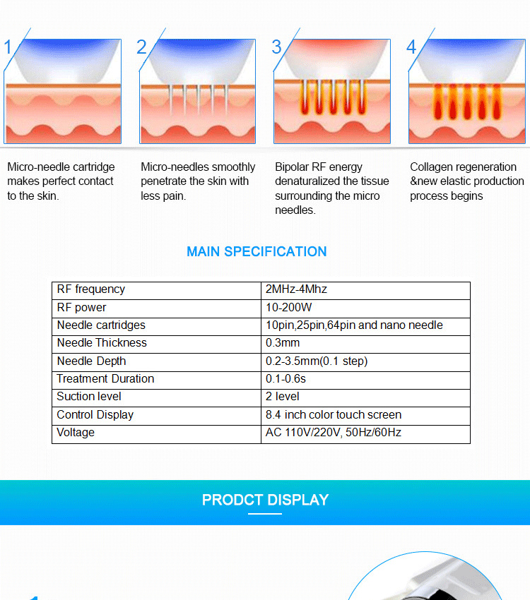 Nuovo arrivo con personalizzazione del logo RF Skin Rejuvenation microneedle frazionato rf il trattamento di rimozione delle rughe