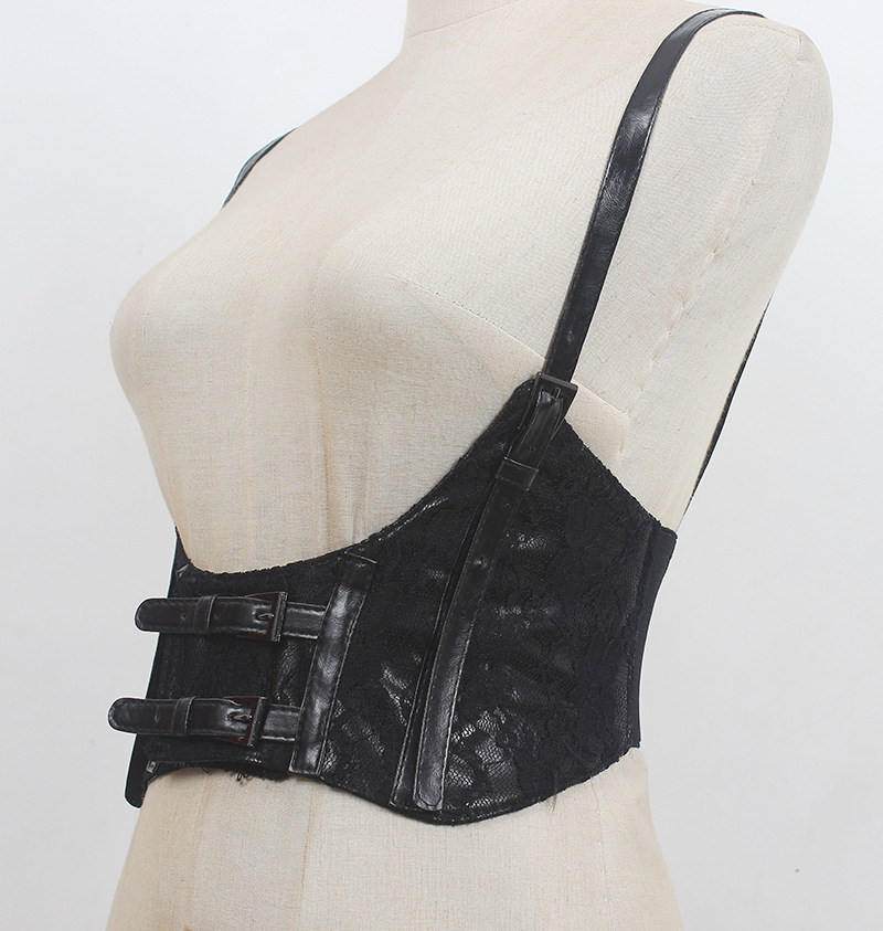 Usura esterna Cinghie nere Corsetto Cintura elegante Bretelle punk decorative con gonna Gilet da donna Cintura con cinturino elastico