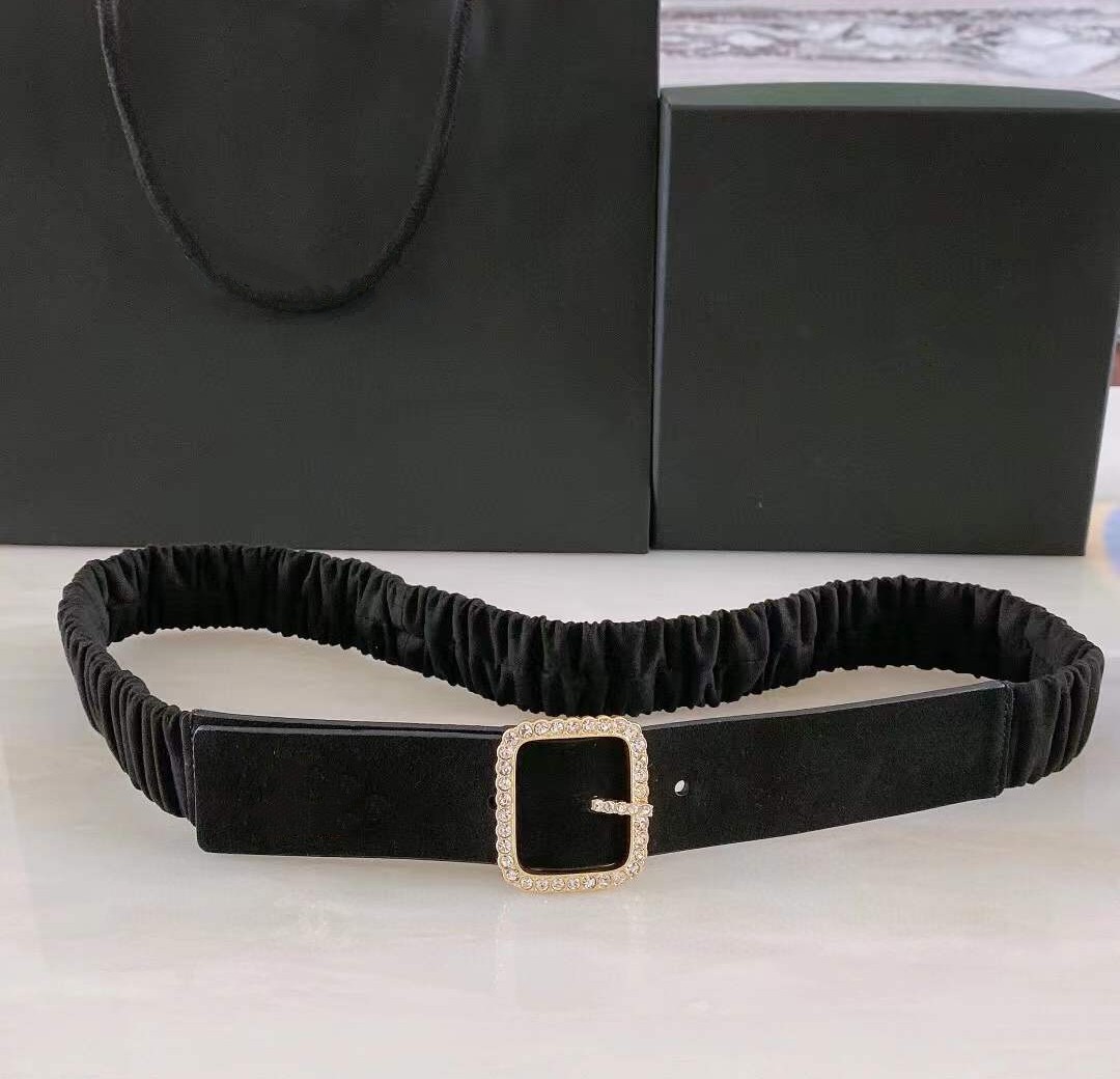 Brand Classic Geometric Crystal Letters Belt Black Cashmere Leather Signature Waist Belt For Women's Accessories Fashion Zircon Jewelry