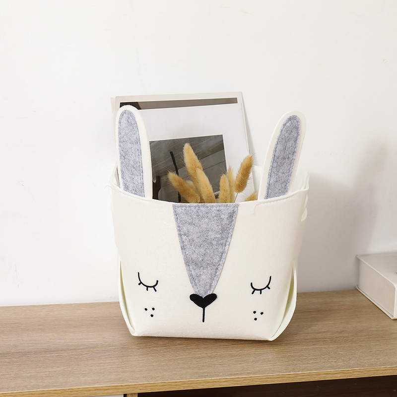 Storage Baskets Cute Cartoon Animal DIY Storage Box Felt Fabric Foldable Storage Basket For Nursery Toys Organizers 220912