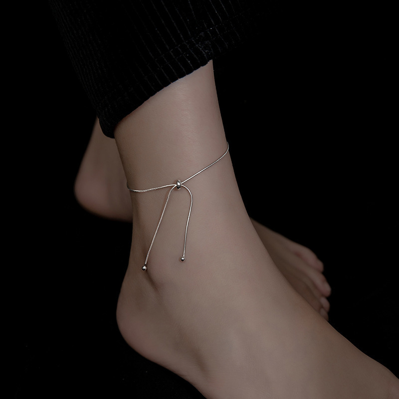 Anklets Fashion 925 Sterling Silver Snake Chain Alementable Bow Knot Women Gine Jewelry Cute Association Gift 220913