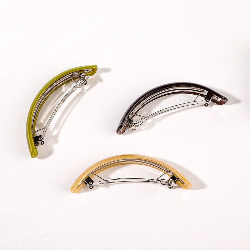 Acetic Acid Arc Spring Clip Barrettes Women Hair Accessories 9.5 CM Large Hair Clips Solid Color Alloy Edge Ponytail Hairpins Female Scrunchies Headdress
