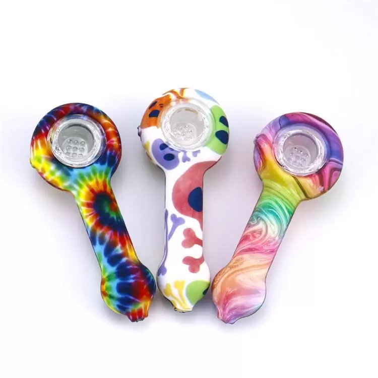 water glass smoking pipes silicone hand accessories Bong Spoon Pipe Food-grade silica gel colourful glasses tobacco pipes