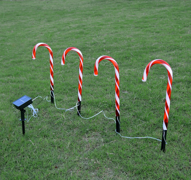 Andere feestelijke feest Solar Cane Light One Drag Four Five Candy Lights Christmas Decoration LED Holiday Lights