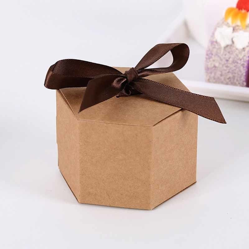 Geschenkpapier 50 Stück leeres Kraftpapier, sechseckig, Karton, Süßigkeitenbox, DIY, Kekse, Geschenkboxen, Babyparty, Geburtstag, Hochzeit, Weihnachtsfeier 220913