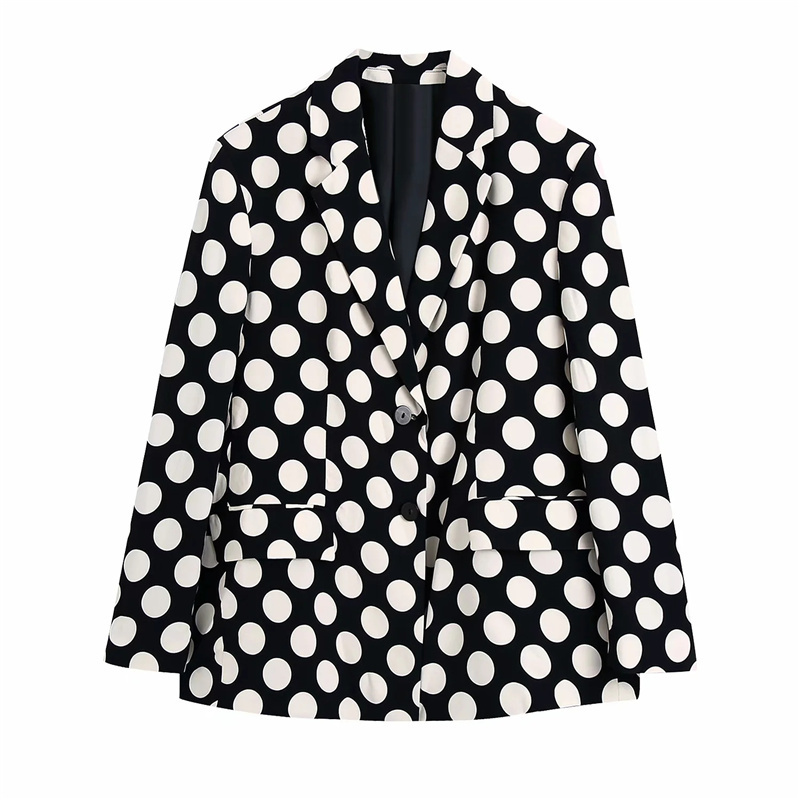 Frauen Zweiteilige Hosen Frau Elegante Schwarze Schlanke Polka Dot Blazer Anzug Frühling Damen Hohe Taille Flare Hosen Anzüge Damen Streetwear 2 Stück Sets 220913